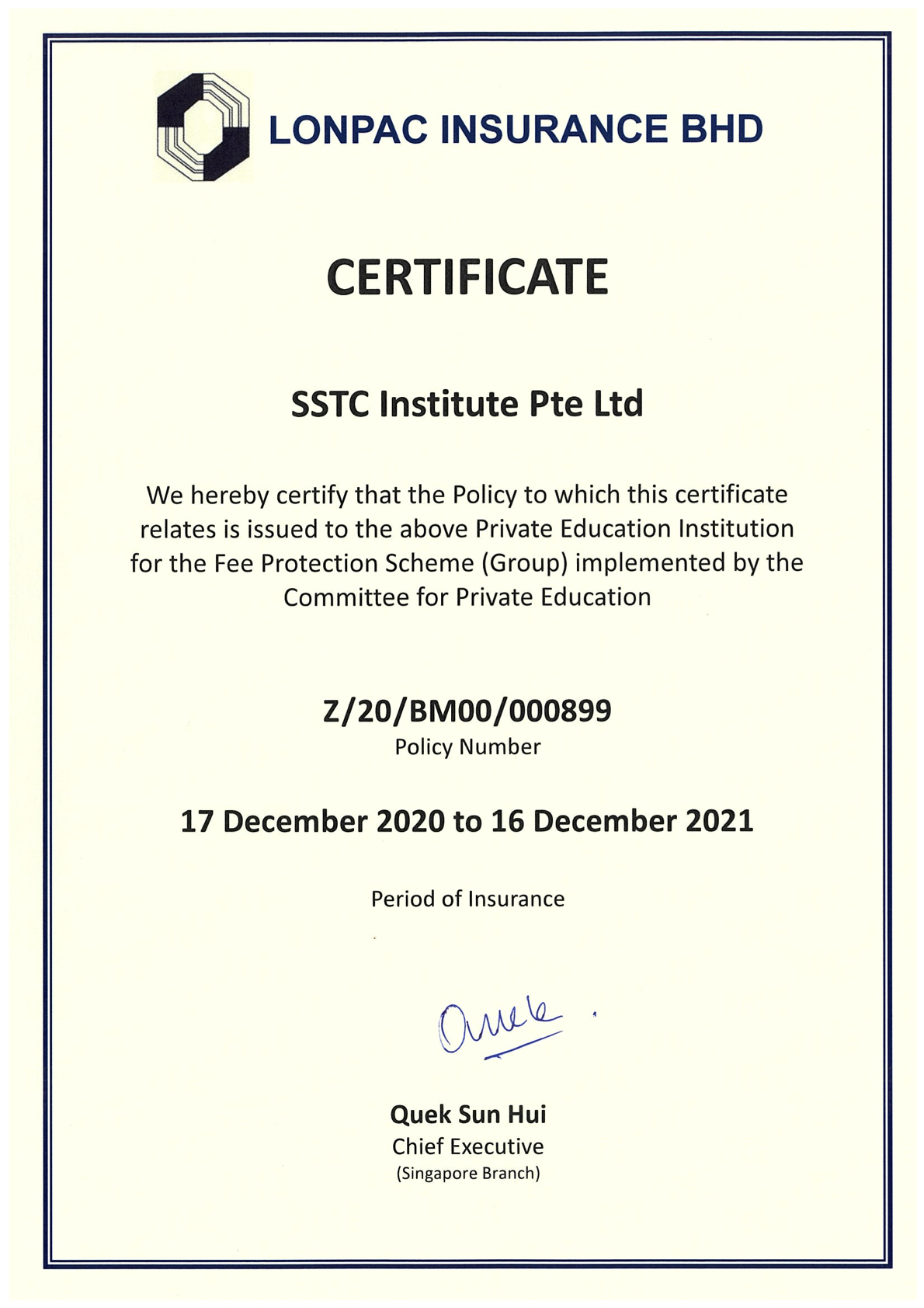 Fee Protection Scheme Sstc